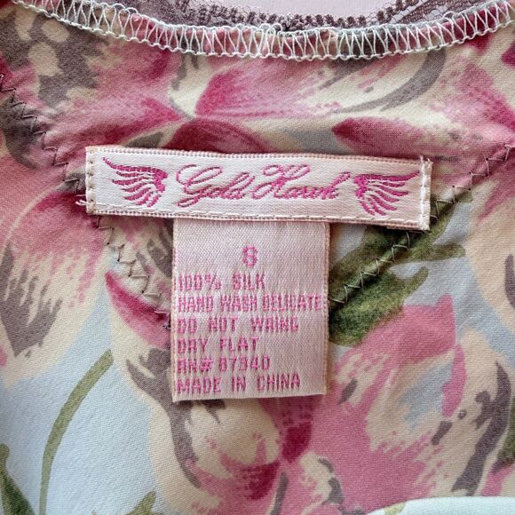 NWT Gold Hawk 100% Silk Floral Lace Trimmed Camisole in Tiffany Size Small - Picture 6 of 9